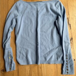 Ralph Lauren Bkack Label ice blue cashmere jewel cuff sweater L READ